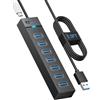SAN ZANG MASTER Hub USB 3.2 Gen1 a 7 porte,hub USB 3.0 con cavo da 100 cm e porta di alimentazione 5V/3A,hub dati Hub USB Distributore USB per laptop, MacBook Pro/Mini,Surface Pro,HDD mobile e altro