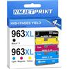 NMJETPRINT Cartucce d'inchiostro 963XL Compatibili con HP 963 XL Multipack con Chip Compatibile Nuovo Utilizzo per HP OfficeJet Pro 9010 9012 9014 9015 9016 9018 9019 9020 9022 9025 (4 PCS)
