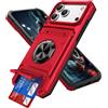 IMIRST Custodia per iPhone 17 Pro Portafoglio con Porta Carte (2 Carte), Anello Girevole Supporto, Protezione Anticaduta Livello Custodia Magnetica Antiurto per Apple iPhone 17 Pro, LM Rosso
