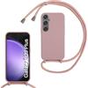 FERLAN Custodia per Samsung Galaxy S23 Plus Cover con Cordino,Rosa Silicone Antiurto TPU Morbido Case Corda Collana Necklace Regolabile Stylish con Catena Ultra Sottile Cover per Galaxy S23 Plus,Rosa sabbia