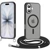 Olgary Cover Magnetica per iPhone 17 con Cordino, Compatibile con Magsafe, Traslucida Opaca Hard PC Sottile Antiurto Protettiva Case, Custodia con Laccio Collana Tracolla Corda, Nero
