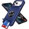 IMIRST Custodia per iPhone 17 Pro Portafoglio con Porta Carte (2 Carte), Anello Girevole Supporto, Protezione Anticaduta Livello Custodia Magnetica Antiurto per Apple iPhone 17 Pro, LM Blu