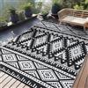 Homaxy Tappeto per esterni, resistente alle intemperie, in plastica, pieghevole, lavabile, ai raggi UV, reversibile, per terrazza, campeggio, picnic, (240 x 300 cm, nero e bianco)