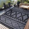 Homaxy Tappeto esterno, resistente intemperie, plastica, pieghevole, lavabile, anti-raggi UV, reversibile, terrazza, campeggio, picnic (240 x 300 cm, nero e grigio)