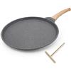 Bobikuke Padella per Crepes Ø30cm, Crepiera con Distributore di Impasti, Rivestimento Antiaderente - Nero