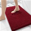 Homaxy Tappetino da bagno antiscivolo in ciniglia, in microfibra, assorbente, a pelo lungo, 50 x 80 cm, colore: rosso vino