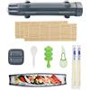 YFPOPONE Kit per la preparazione del sushi, 9 pezzi, set per sushi per principianti, kit fai da te, con stampo per onigiri, bazooka per sushi (grigio, piatto per sushi per immersione, set per sushi