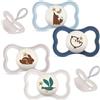 MAM Ciuccio Dental Supreme Night, 6 - 16 mesi, confezione da 4 ciuccio delicato sulla pelle e sui denti, silicone Skin Soft, Uni Mix