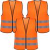 Romon Gilet Alta visibilità, 3 Pezzi Arancione Fluorescente Giubbotto Sicurezza Riflettente, Giubbotto Catarifrangente, Giubbotti di Sicurezza per Conducenti Cantiere Stradale Lavoratori Unisex