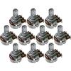 FLEOR Mini pentole per chitarra B500K-Ohm lineare cono zigrinato grosso albero diviso 15 mm potenziometro con baionetta, 10 pezzi