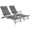 EasyComfort Set 2 Sdraio da Giardino Pieghevoli con Schienale Regolabile su 4 Livelli e Cuscino, Grigio