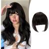 XFSRG Finta Capelli Clip Frangia piatta Capelli Veri Naturali Extension Frontale Fascia Unica Corti Hair Bang Fringe Hairpiece Posticci per Donna(Nero)