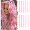 BARSDAR Extension Clip Capelli Colorati per Donne, 12 Pcs Colored Clip In Hair Extensions Colorate Rainbow Party Highlights Posticci Sintetici Estensioni Rosa Chiaro da 55cm