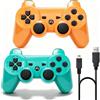 ＲＵＥＩＵＲＩ PS-3 Controller 2 Pack, Dual Shock 3 Wireless Gamepad Joystick for PlayStation 3, Compatible with PS-3 Console, Ergonomic Design, Rechargeable Battery, Vibration Feedback - 2 Controllers in Set