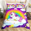 Homemissing Set di biancheria da letto per bambine con grazioso unicorno e galassia, con fantasia di stelle e fantasia con unicorno, per bambini e bambine, motivo: cavallo da sogno, leggero, per letto