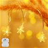 FFZZKJ Catena di luci natalizie, timer, fiocco di neve, catena luminosa a batteria, per interni, impermeabile, per decorazioni natalizie, 3 m, 20 LED, bianco caldo