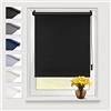 Eurohome Tenda a rullo oscurante termica, 65 x 210 cm (larghezza del tessuto 61 cm), fissaggio senza fori, con rivestimento dello stesso colore, per finestre e porte