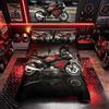 Homemissing Set di biancheria da letto per moto da uomo colore nero rosso biancheria da letto e biancheria per bambini e ragazzi sport estremi copripiumino moderno per costruzione cittadina motocross king size