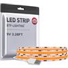 BTF-LIGHTING USB FCOB COB Arancione Striscia LED 1M 320LEDs Alta Densità 5V Flessibile Nastro LED Ultra Luminosa CRI90+ per Retroilluminazione TV Soggiorno, Cucina, Cabinet, PC Gaming (Senza Dimmer)