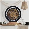 Lafocuse Orologio da Scrivania Ingranaggio Mobile, Industriale Steampunk Legno Vintage, Convertibile in Orologio da Parete, Numeri Romani per Soggiorno Bar Cucina Ufficio Scaffale 29cm