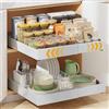 Housolution 2 Pezzi Cassetto Telescopico Estraibile Cucina, Larghezza Espandibile da 30cm a 50cm, 42 cm di Profondità, Cassetti Estraibili per Armadio da Cucina