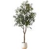ZKIODV Ulivo Piante Finte da interno Alta, 180 cm Albero di Ulivo Artificiale con Vaso Bianco, Pianta Finta Realistica Decor, Piante Artificiali per Casa Ufficio Hotel, Interno/Esterno, Olive Tree