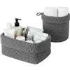 Colexy Set di 2 Cestini Intrecciati per Organizzare, Cesto in Corda di Cotone, Impilabile Organizer, Ceste Portaoggetti per Bagno,Cestino Decorativo per Soggiorno,per Cucina, Bagno, Camera da Letto (Grigio)