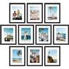 decorUhome Set di 10 cornici portafoto da 20 x 25 cm, per esporre immagini da 12 x 18 cm con passepartout o 20 x 25 cm senza passepartout, cornice nera con plexiglass, per cornici, collage,