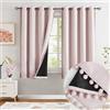 Jubilantex Tende oscuranti con pompon, colore rosa cipria, isolamento termico, oscuranti, per finestre, lunghe 160 cm, per camera da letto di ragazze e bambini, larghezza 132 cm, 2 pannelli