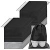 HEIYUET 30 sacchetti per scarpe da viaggio con coulisse, 44 x 32 cm, grandi sacchetti per scarpe con finestra di visualizzazione, borsa per scarpe in tessuto nero, Nero, Minimalista