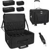 Relavel Trolley professionale da 45 cm con ruote, organizer per cosmetici extra large, per artisti/saloni, carrello da parrucchiere, beauty case con divisori regolabili, trolley da viaggio
