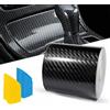 Gykutix Pellicola Carbonio 5D 7cm x 10m Nero - Wrapping Auto Adesiva Antigraffio Impermeabile per Battitacco e Maniglie, Protezione Vernice, Set 3 Pezzi con Spatola per Auto Moto Bici
