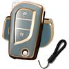 ATFIGII Custodia per chiave auto compatibile con Toyota Yaris Aygo X Yaris Cross Yaris Hybrid Custodia per chiavi in TPU di protezione per chiavi 2 tasti oro grigio