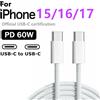 APFEN Cavo dati da 60 W da tipo C a tipo C per Iphone 15 16 17 Samsung Xiaomi Cavo da ricarica rapida da USB C a C Caricatore dati di tipo C 1m2m