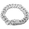 HALUKAKAH Catena d'oro per Uomo,Catena a Cubana da 13MM Iced out Finitura in Oro Bianco Platino Braccialetto 22cm,Pieno Cz Diamantate Punte Set,con Confezione GRGALO