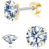 Limerencia Orecchini a perno in moissanite, placcati in oro 18 carati, titanio G23, ipoallergenici, con retro piatto, colore D, VVS1, per donne e uomini, coltivati in laboratorio, gioielli alternativa