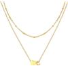 U7 Collana Donna Lettera C e Cuore a Catenina Doppio Strato in Acciaio Inossidabile Collana Iniziale C Placcato Oro 14KRegalo per Donna Ragazza Compleanno Natale