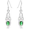 DTPsilver DTP Silver - Orecchini a Gancio in Argento 925 - Nodo Celtico della Trinità - Collezione Celtica - Verde Smeraldo