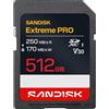 SANDISK Extreme PRO Scheda SD UHS-I da 512 GB (fino a 250 MB/s velocità di lettura e fino a 170 MB/s velocità di scrittura, video in 4K UHD, U3, V30) Memory Zone App