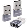 Intenso Adattatore USB-C a USB-A (C480A) 3 pezzi, 480 Mbit/s ad alta velocità USB 2.0, OTG, alluminio, grigio