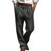 Dmmtot Pantaloni lunghi da uomo in lino, eleganti, da lavoro, formali, da ufficio, estivi, a gamba dritta, comodi, vestibilità larga, leggeri, traspiranti, taglia S-3XL, Grigio scuro, L