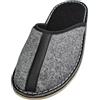 APREGGIO Pantofole Uomo 46 Nero - Ciabatte in Feltro - Slippers Fatto a Mano - Suola in Gomma