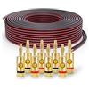PureLink Cavo per altoparlanti SP062-020 2x2,5 mm² (rame pieno 99,9% OFC, filo intrecciato da 0,20 mm) Cavo per altoparlanti Hi-Fi, 20 m, nero, set con 8 spine a banana