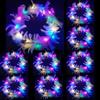 Funmo 10 Pezzi LED Ghirlanda Piume,Fascia per Capelli per Piume, LED Bambina Ghirlanda, Coroncine Fiori per Donna Accessori per Capelli Festa di Nozze Compleanno e Vacanze Donna e Ragazza