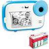 AgfaPhoto AGFA PHOTO Realikids Instant Cam + 3 rotoli di carta termica ATP3WH aggiuntivi - Fotocamera istantanea per bambini, schermo LCD da 2,4, batteria al litio, specchio selfie e filtro fotografico, Blu
