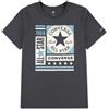 Converse Ctp Blocks Logo T-Shirt M/M Gri Stampa Azz Junior Bimba