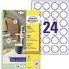 AVERY Zweckform Etichette rotonde L3415-10 (240 adesivi su 10 fogli da stampare, autoadesivi, Ø 40 mm, A4, punti adesivi per etichettare documenti, prodotti), colore: Bianco