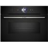 Bosch CMG7761B1 Serie 8 Smarter Forno compatto da incasso con funzione microonde, 45 x 60 cm, nero, Made in Germany, Pirolisi, Air Fry, anello di comando digitale, touch display, programmi automatici