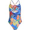 adidas Femme Mexicana Florals Tie-Back Swimsuit, Glory Blue/White, 34