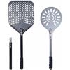 Antech - Pala Pizza Forata in alluminio Anodizzato 30x30 cm con Manico Estensibile + Paletta Ruota Pizza in Alluminio da 25 cm (10 pollici). Per Pizza Pane Crostate - Set di due pale -